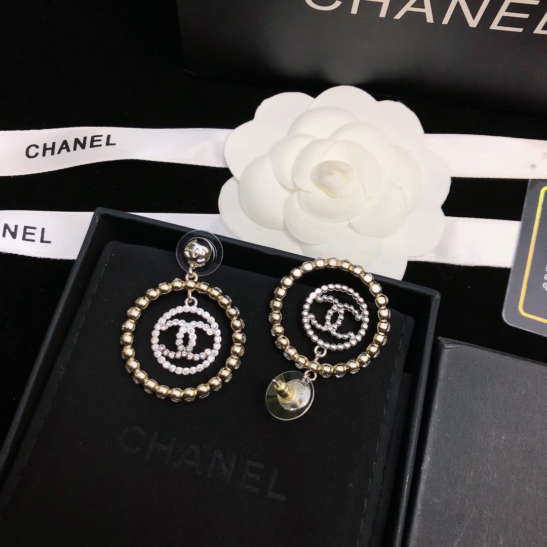 Chanel CC Logo Circle Earrings