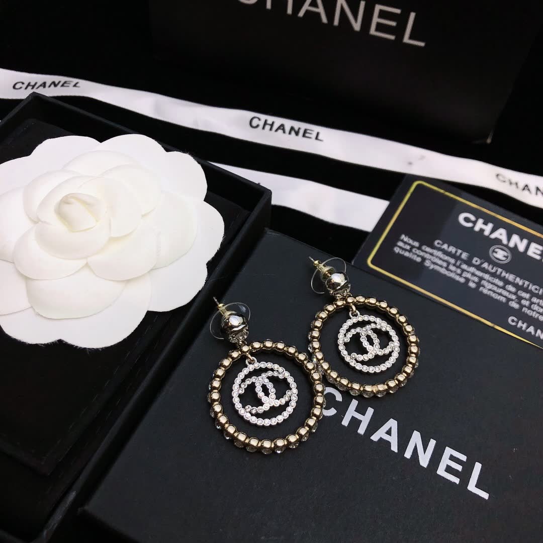 Chanel CC Logo Circle Earrings