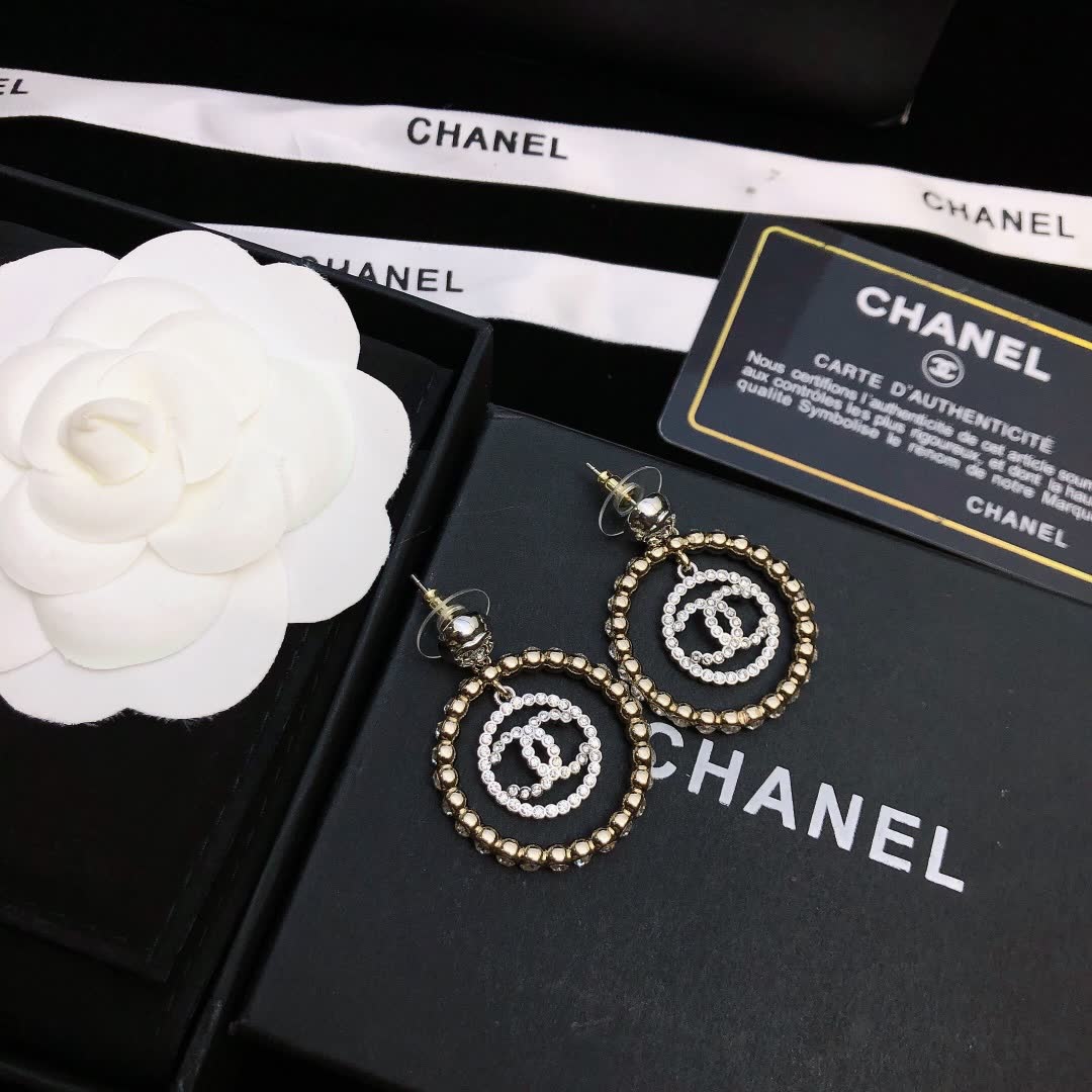 Chanel CC Logo Circle Earrings