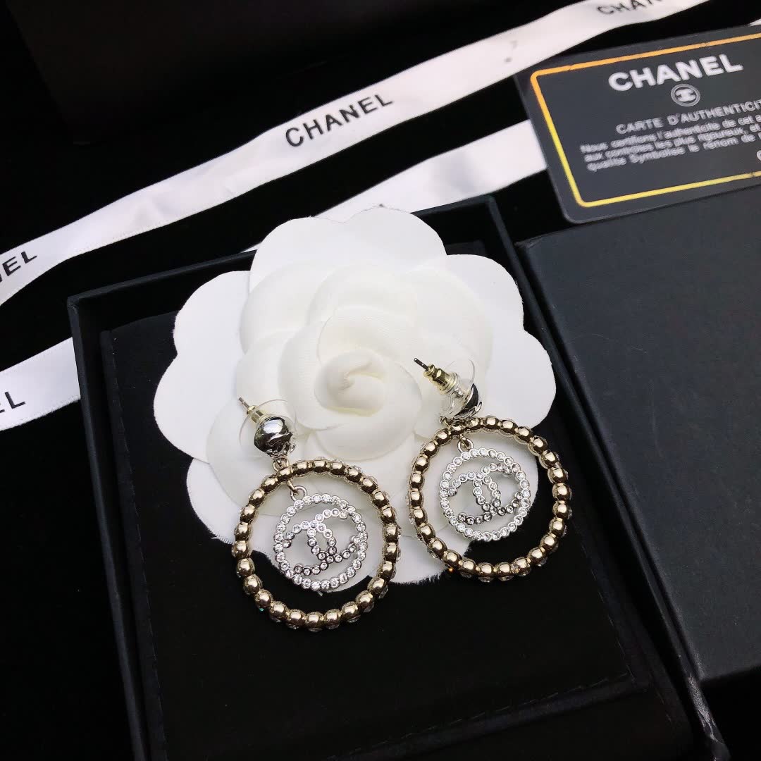 Chanel CC Logo Circle Earrings