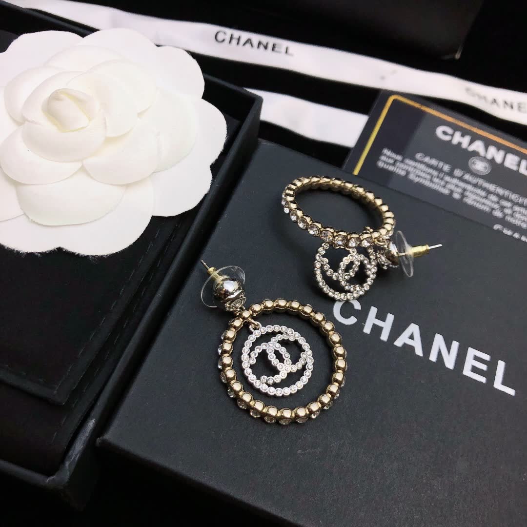 Chanel CC Logo Circle Earrings