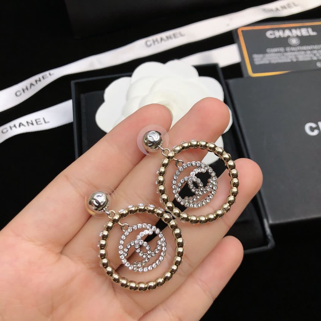 Chanel CC Logo Circle Earrings