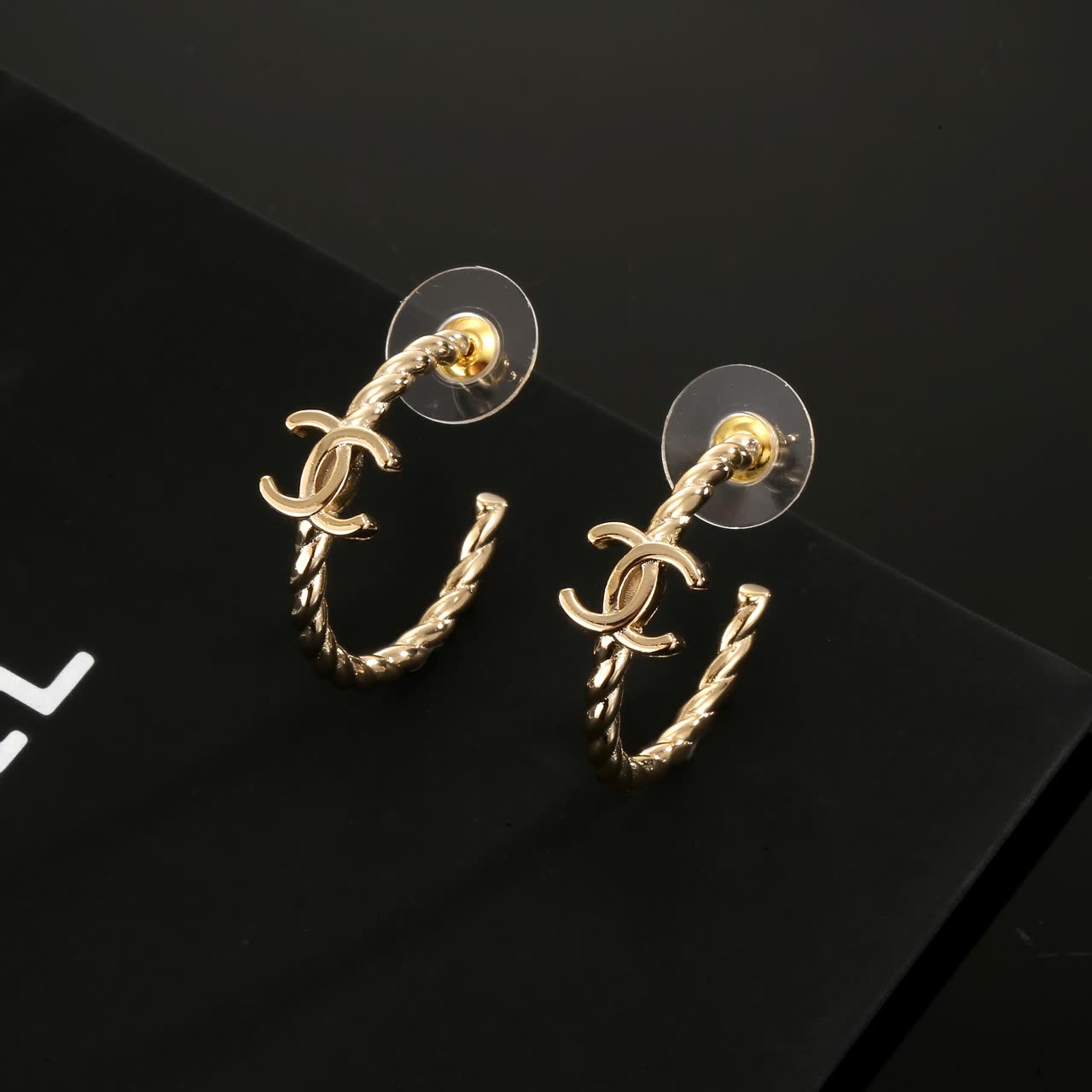 Chanel CC Logo Hoop Earrings