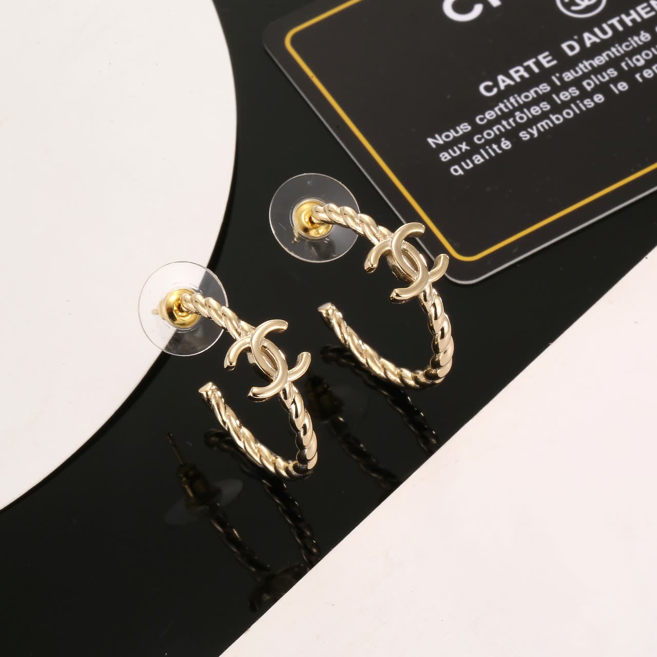 Chanel CC Logo Hoop Earrings