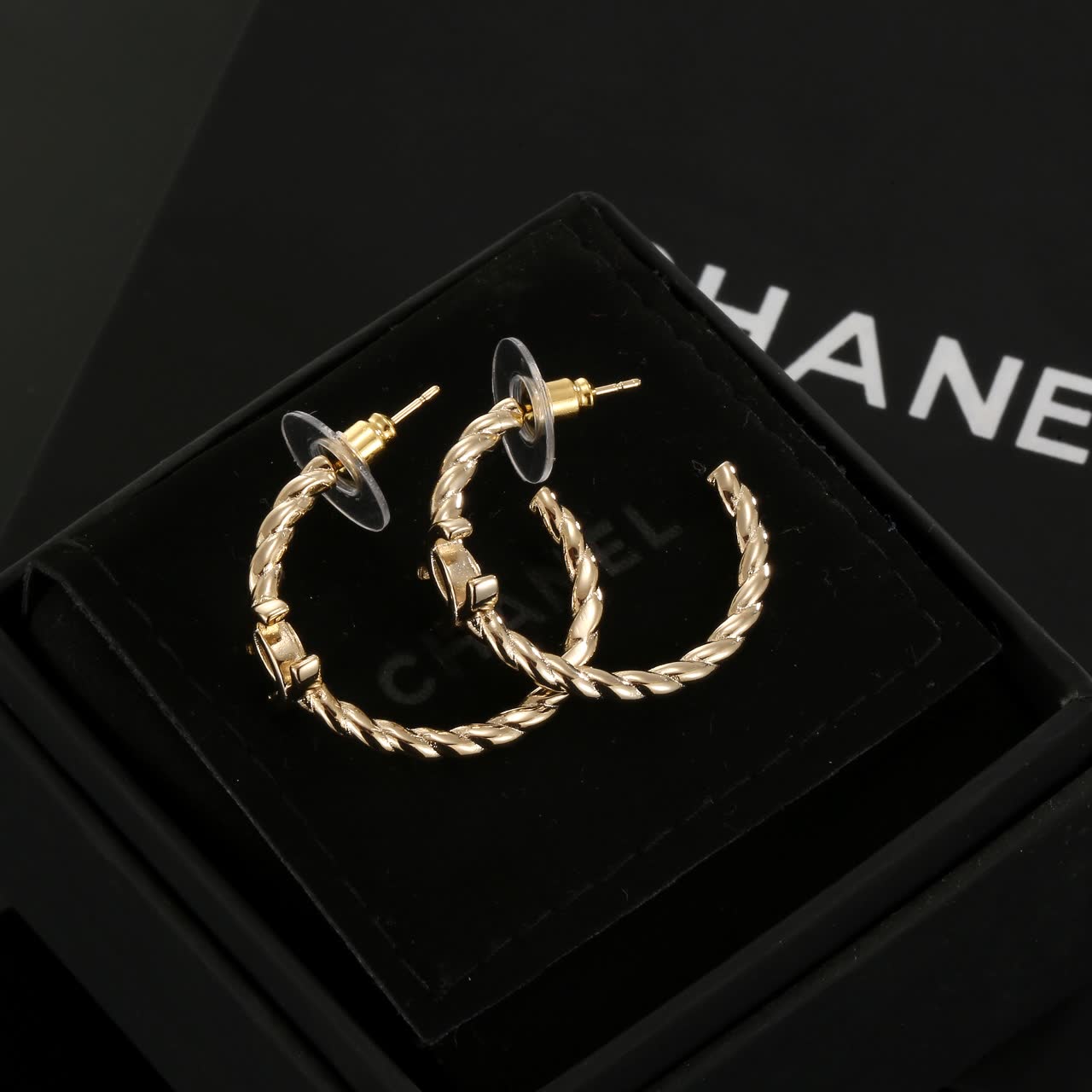 Chanel CC Logo Hoop Earrings