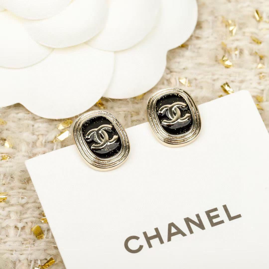 Chanel CC Logo Stud Earrings