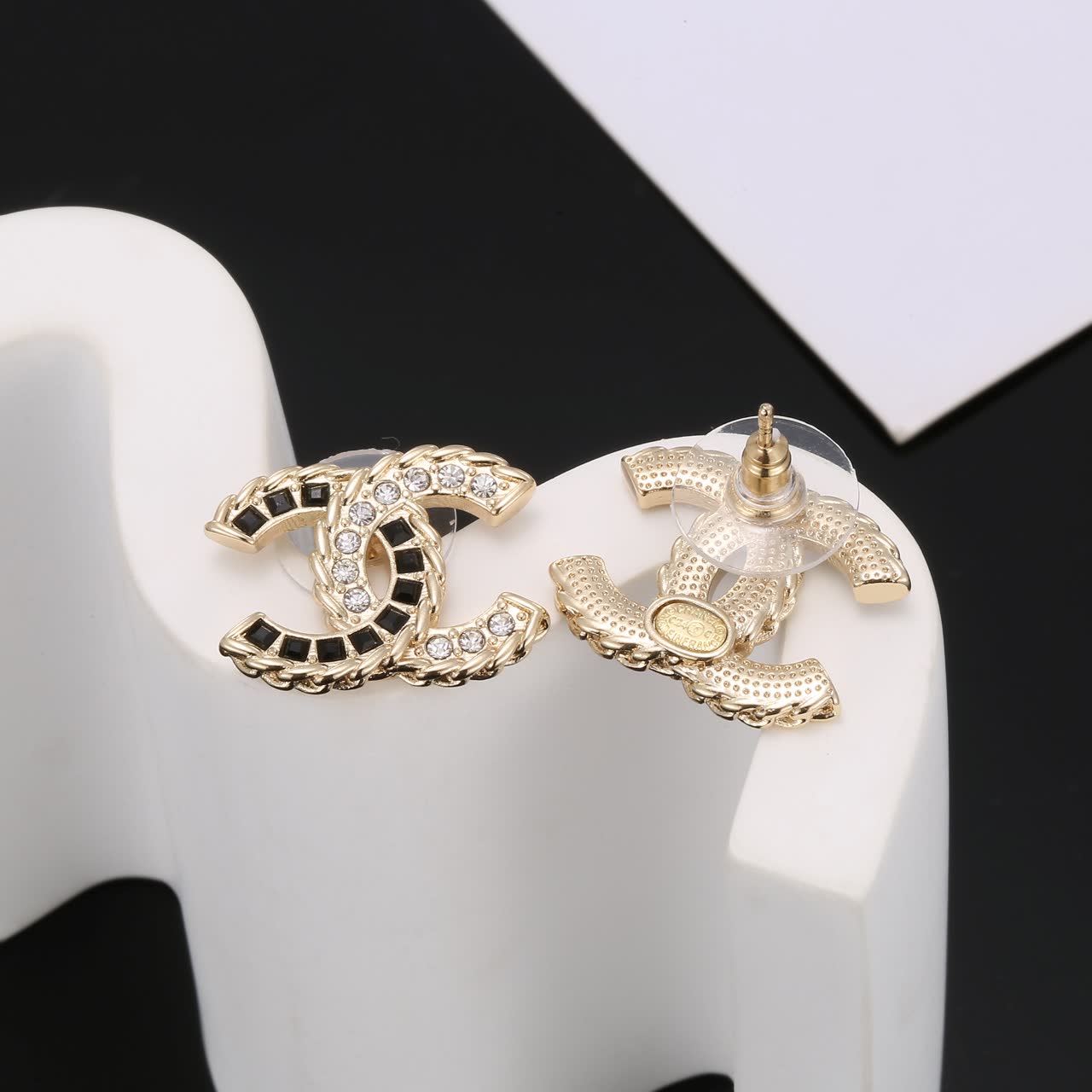 Chanel CC Logo Stud Earrings