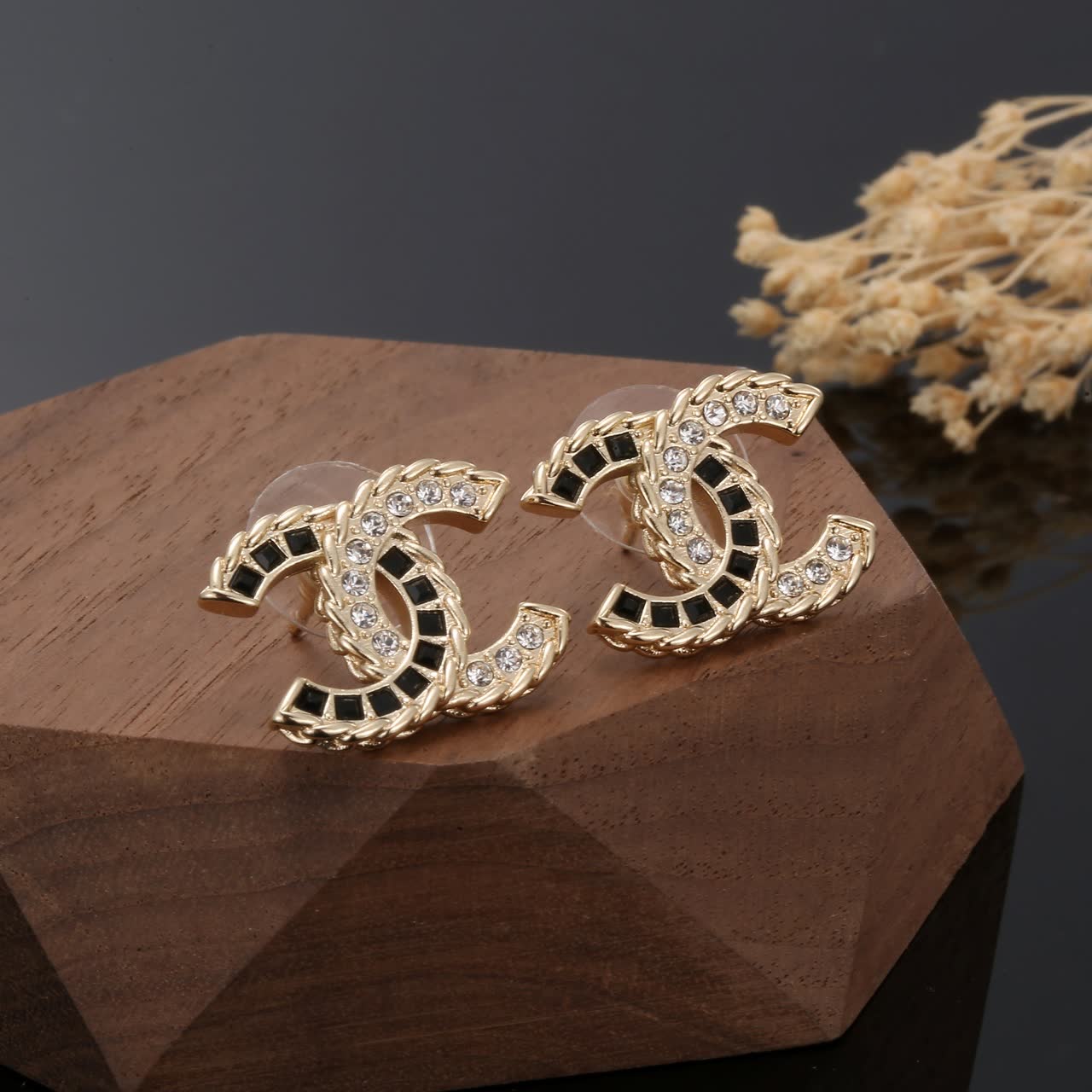 Chanel CC Logo Stud Earrings