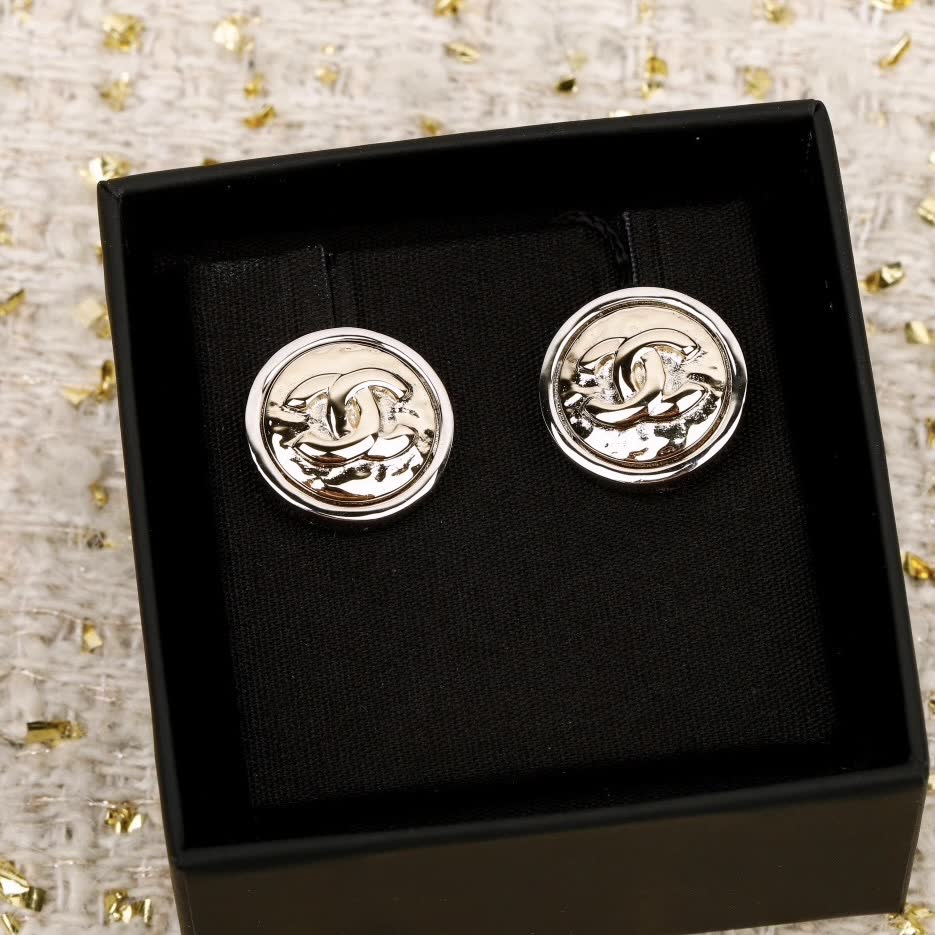 Chanel CC Logo Stud Earrings