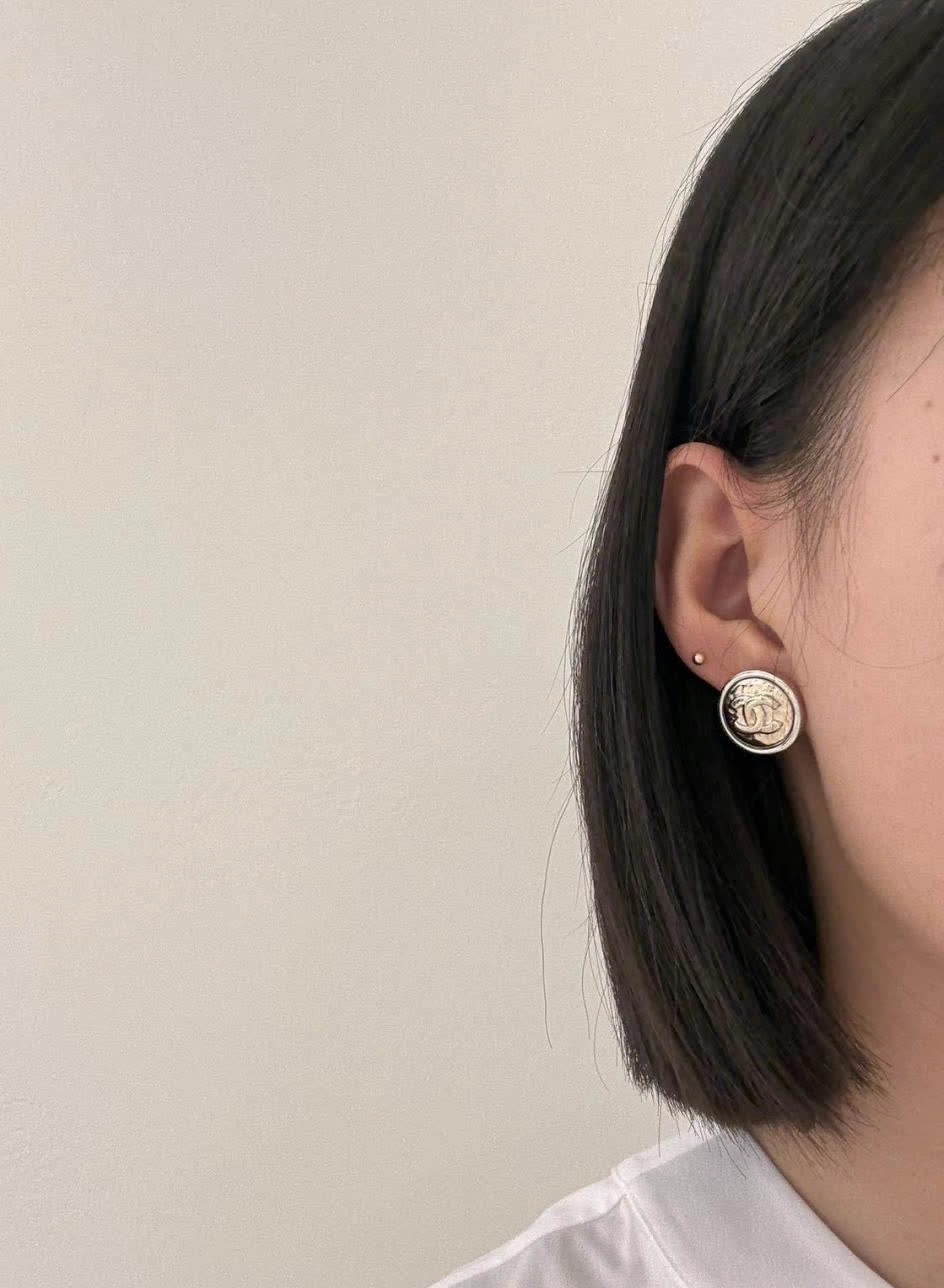 Chanel CC Logo Stud Earrings