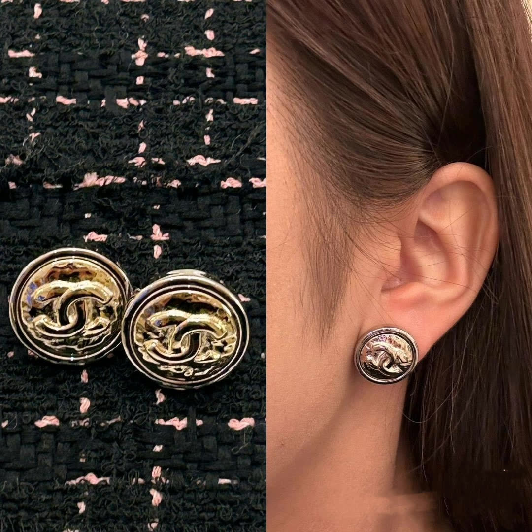 Chanel CC Logo Stud Earrings