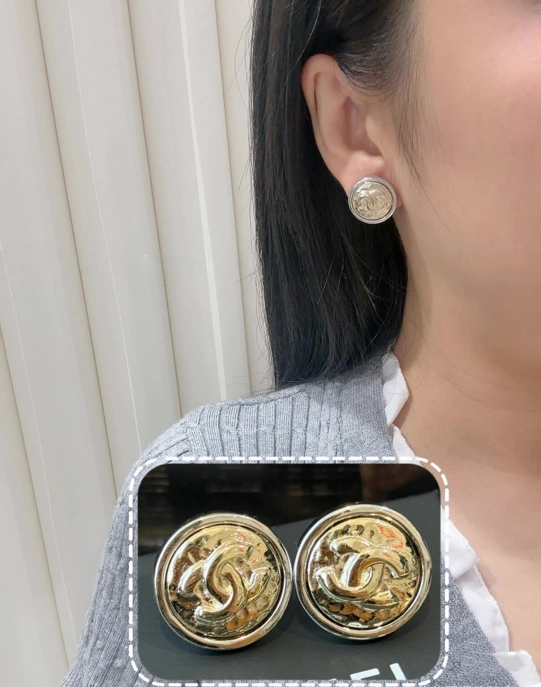 Chanel CC Logo Stud Earrings