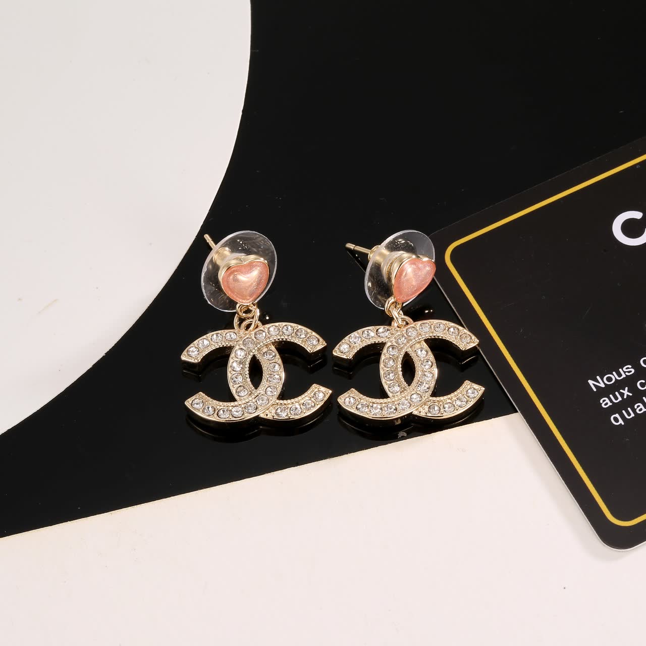 Chanel CC Logo Crystal Earrings