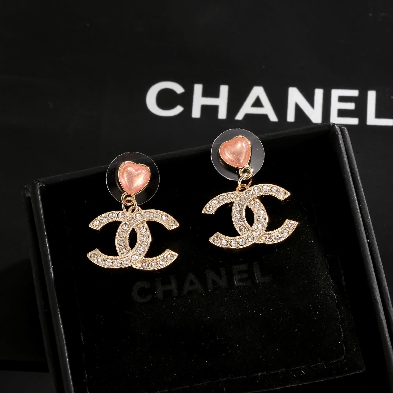 Chanel CC Logo Crystal Earrings
