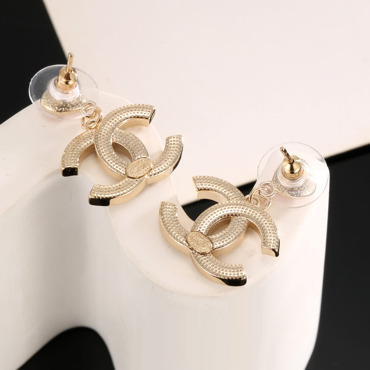 Chanel CC Logo Crystal Earrings