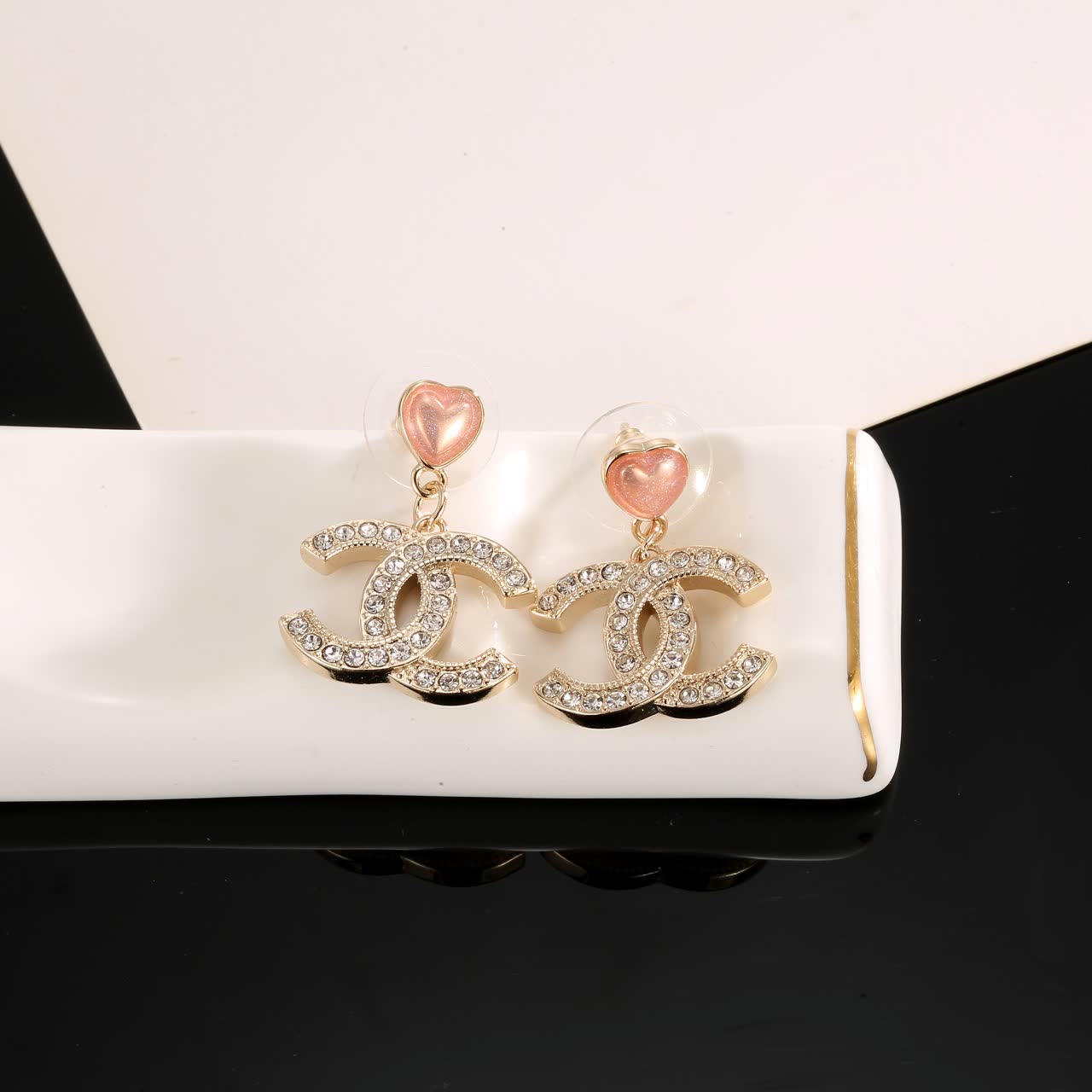 Chanel CC Logo Crystal Earrings