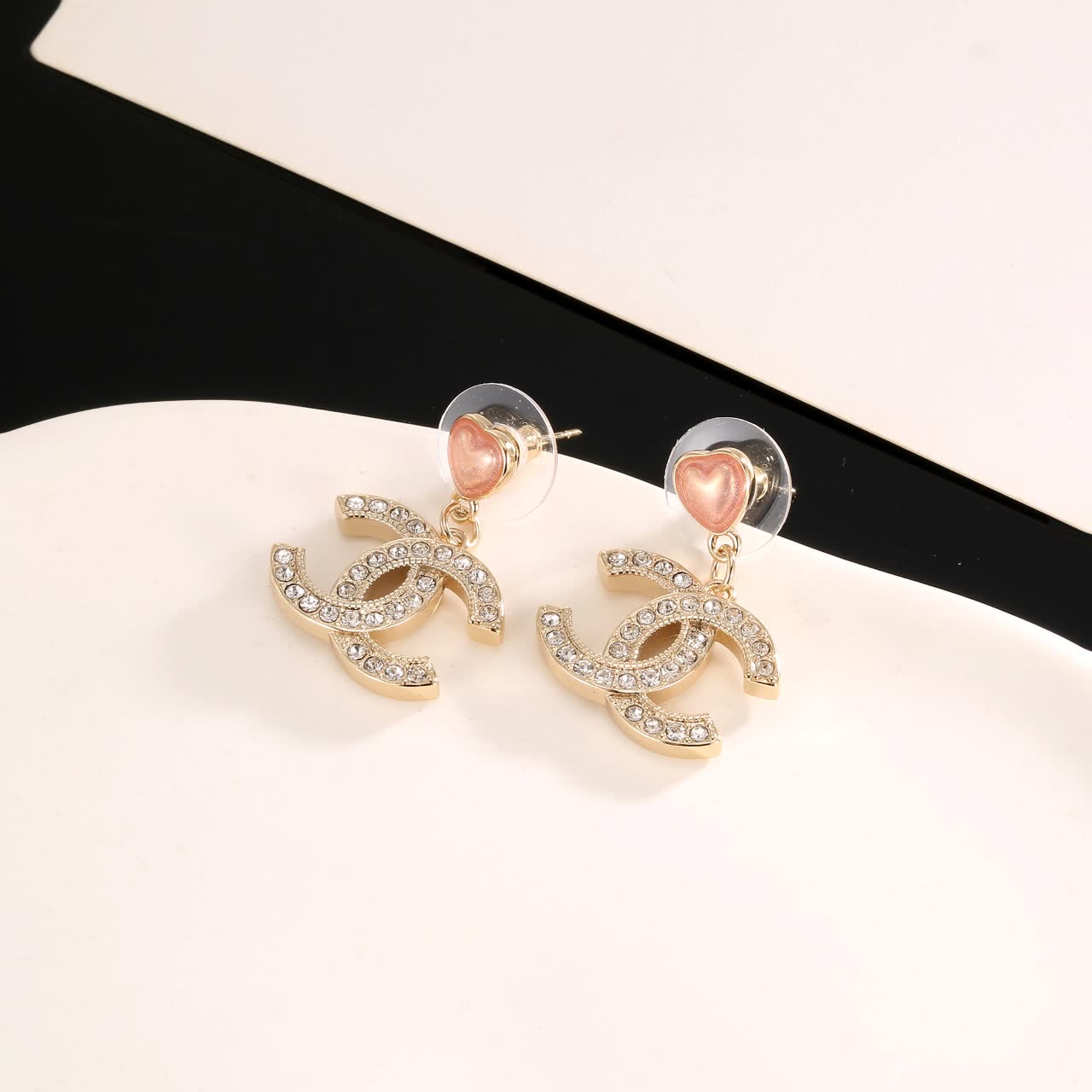 Chanel CC Logo Crystal Earrings