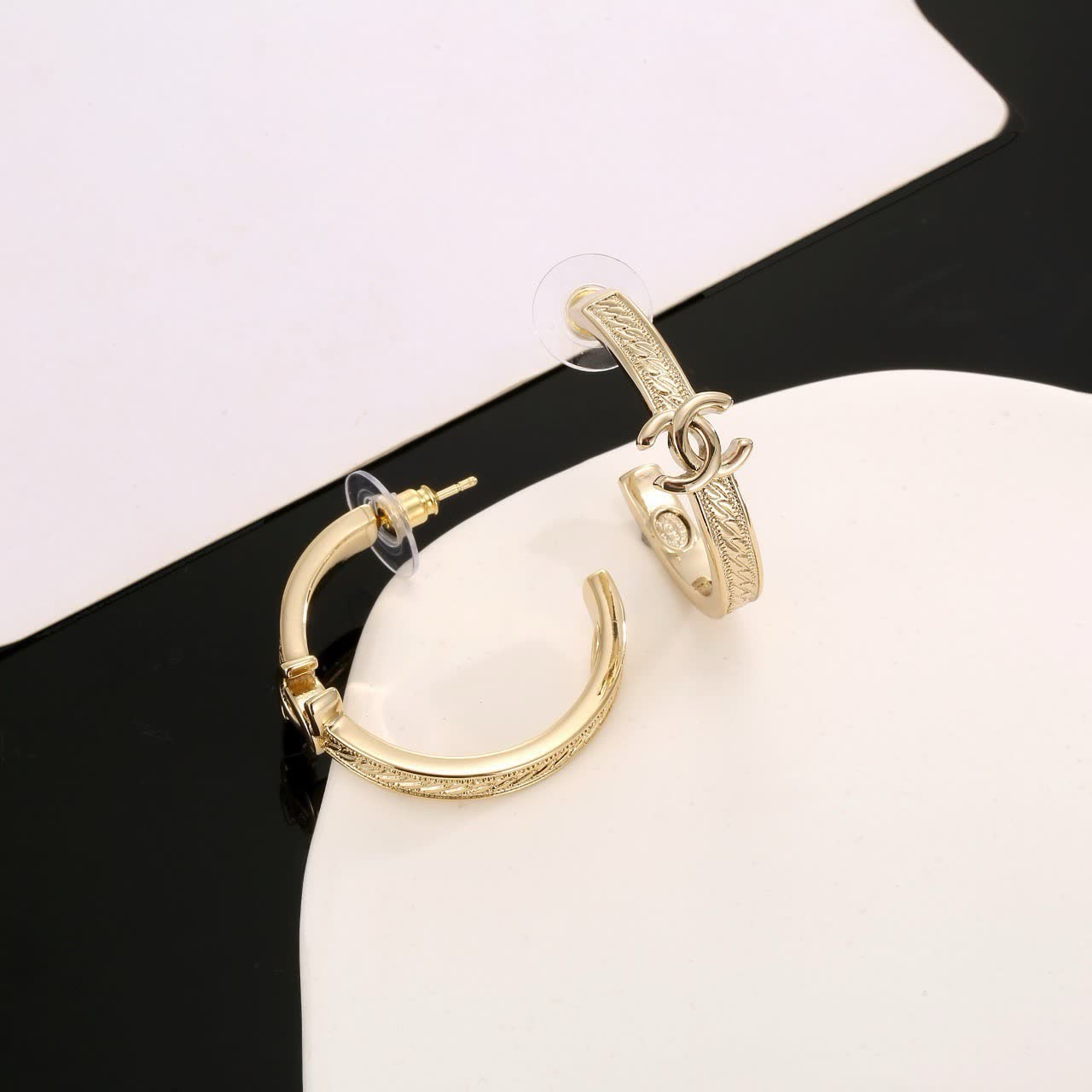 Chanel CC Logo Hoop Earrings