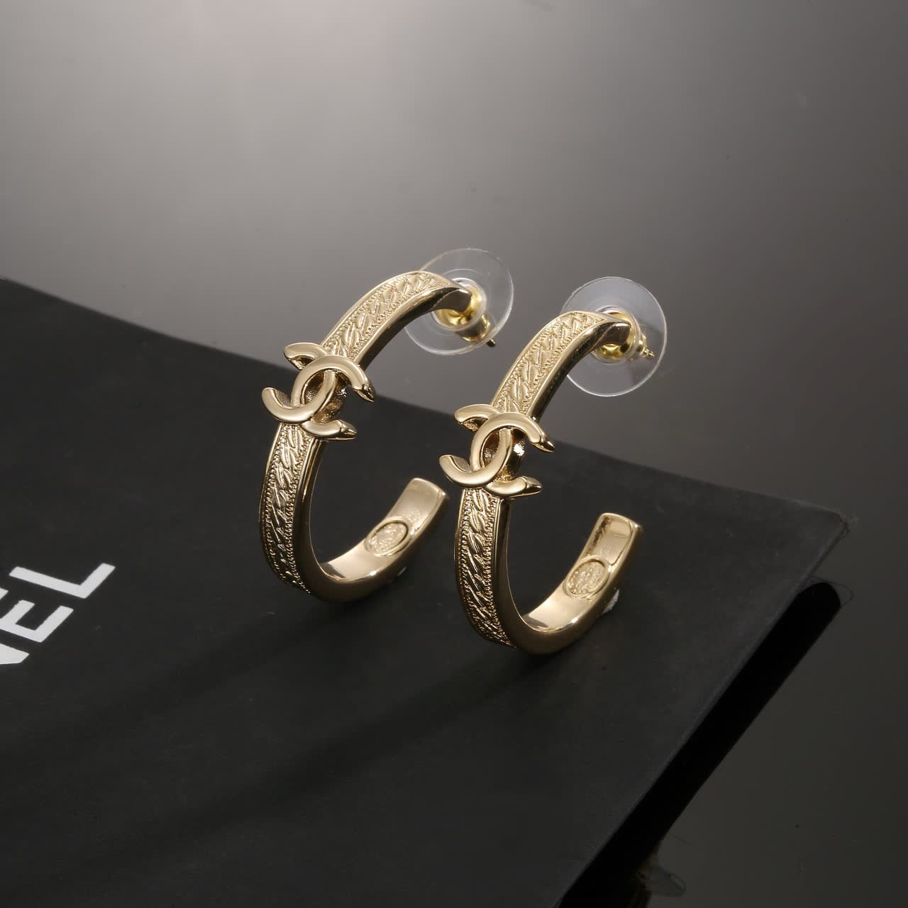 Chanel CC Logo Hoop Earrings
