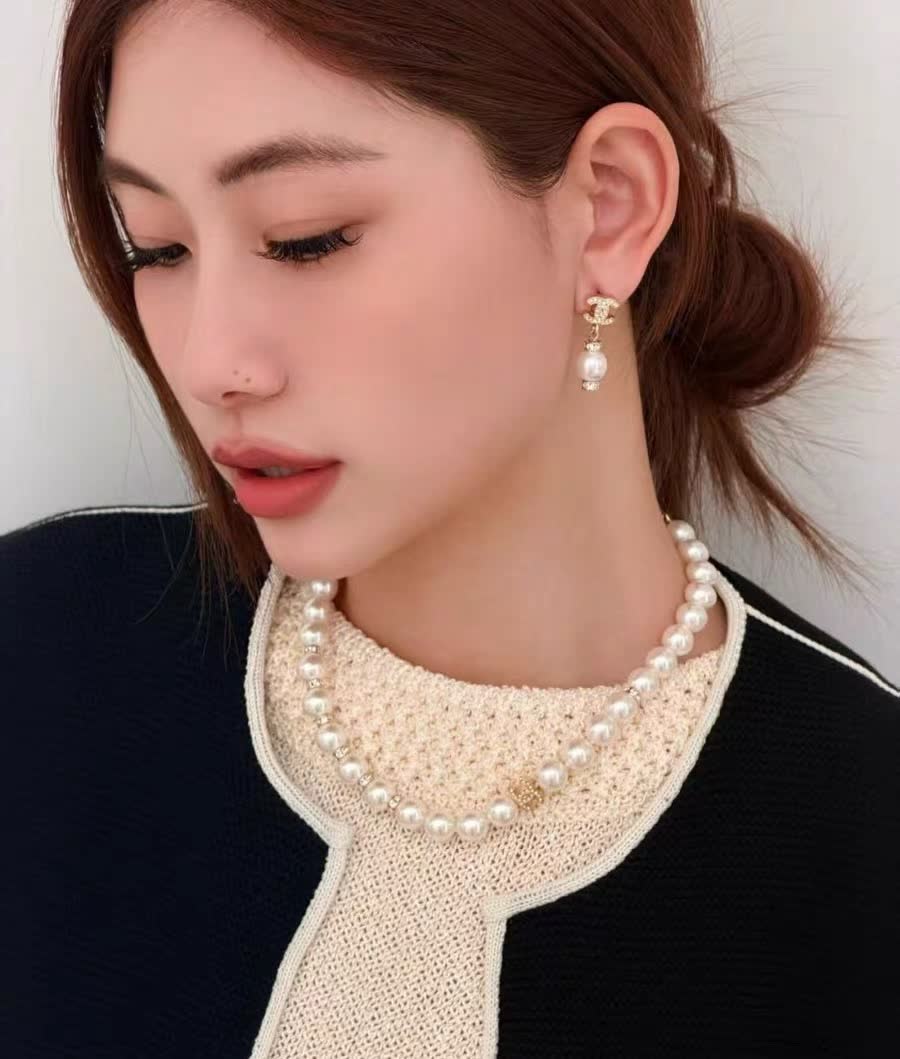 Chanel CC Pearl Earrings