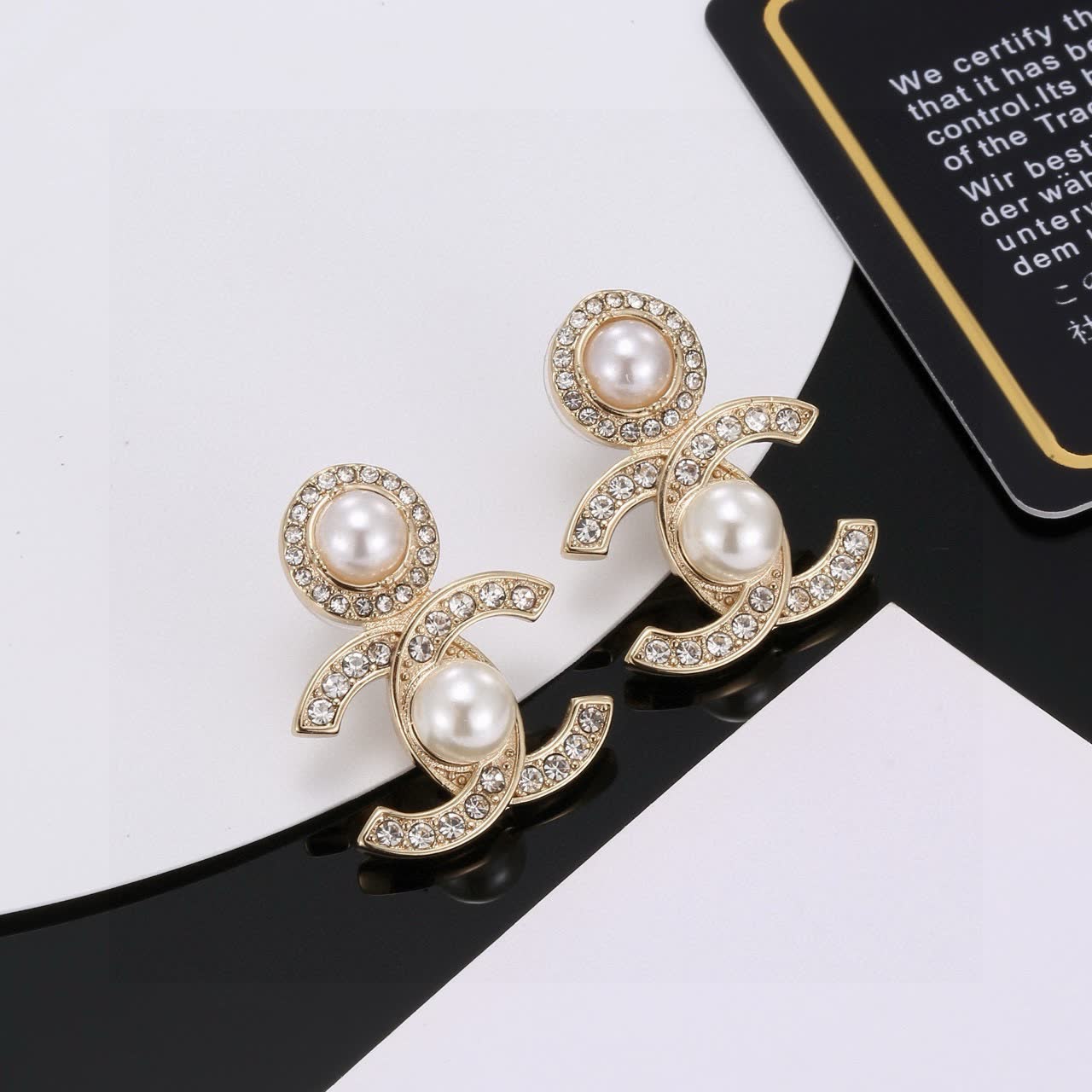 Chanel CC Logo Pearl Stud Earrings
