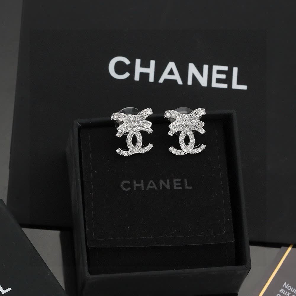 Chanel CC Crystal Stud Earrings