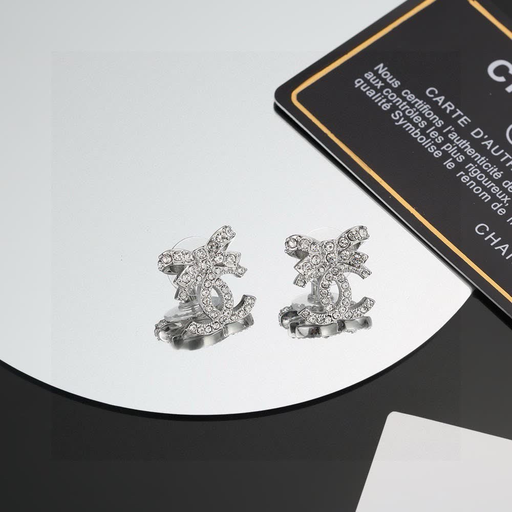 Chanel CC Crystal Stud Earrings