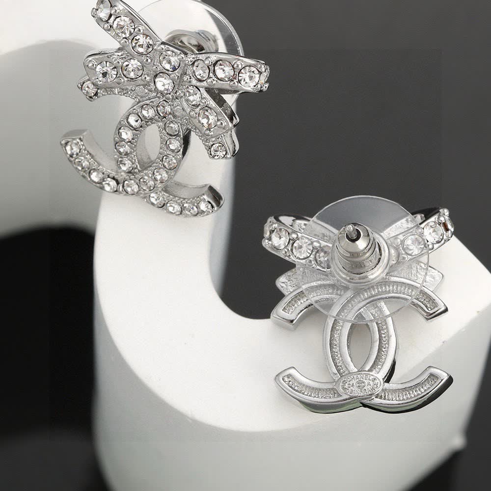 Chanel CC Crystal Stud Earrings