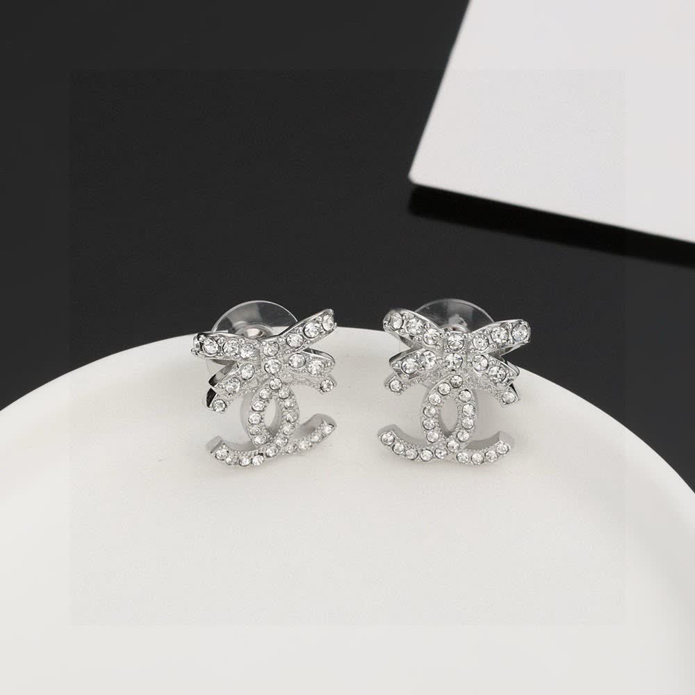 Chanel CC Crystal Stud Earrings