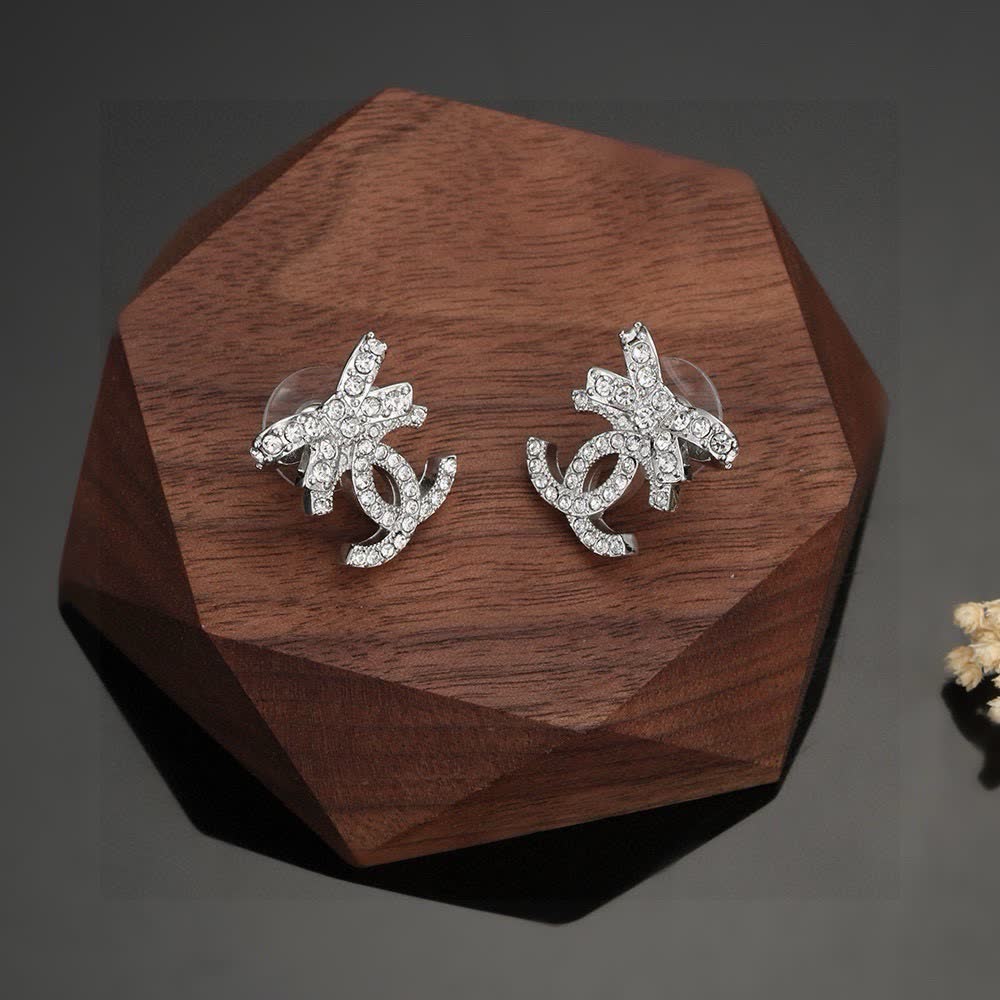 Chanel CC Crystal Stud Earrings