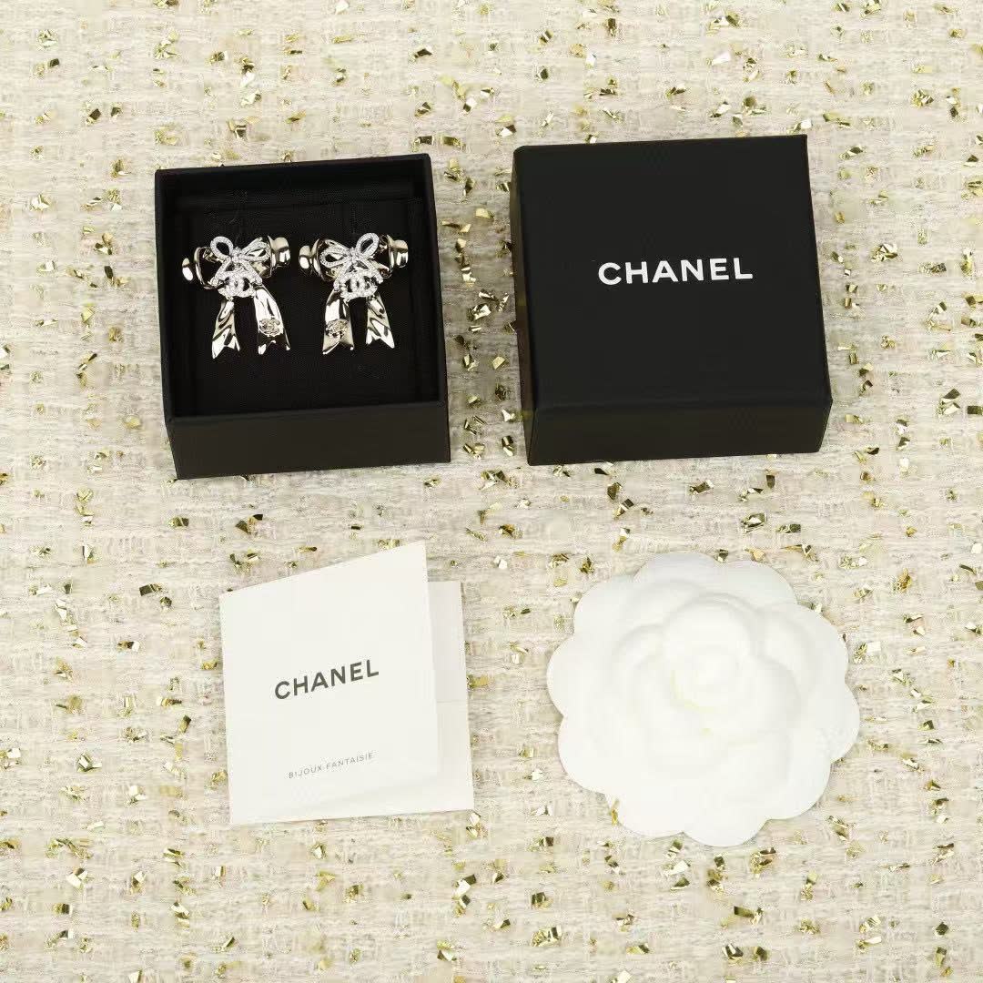 Chanel CC Bow Earrings