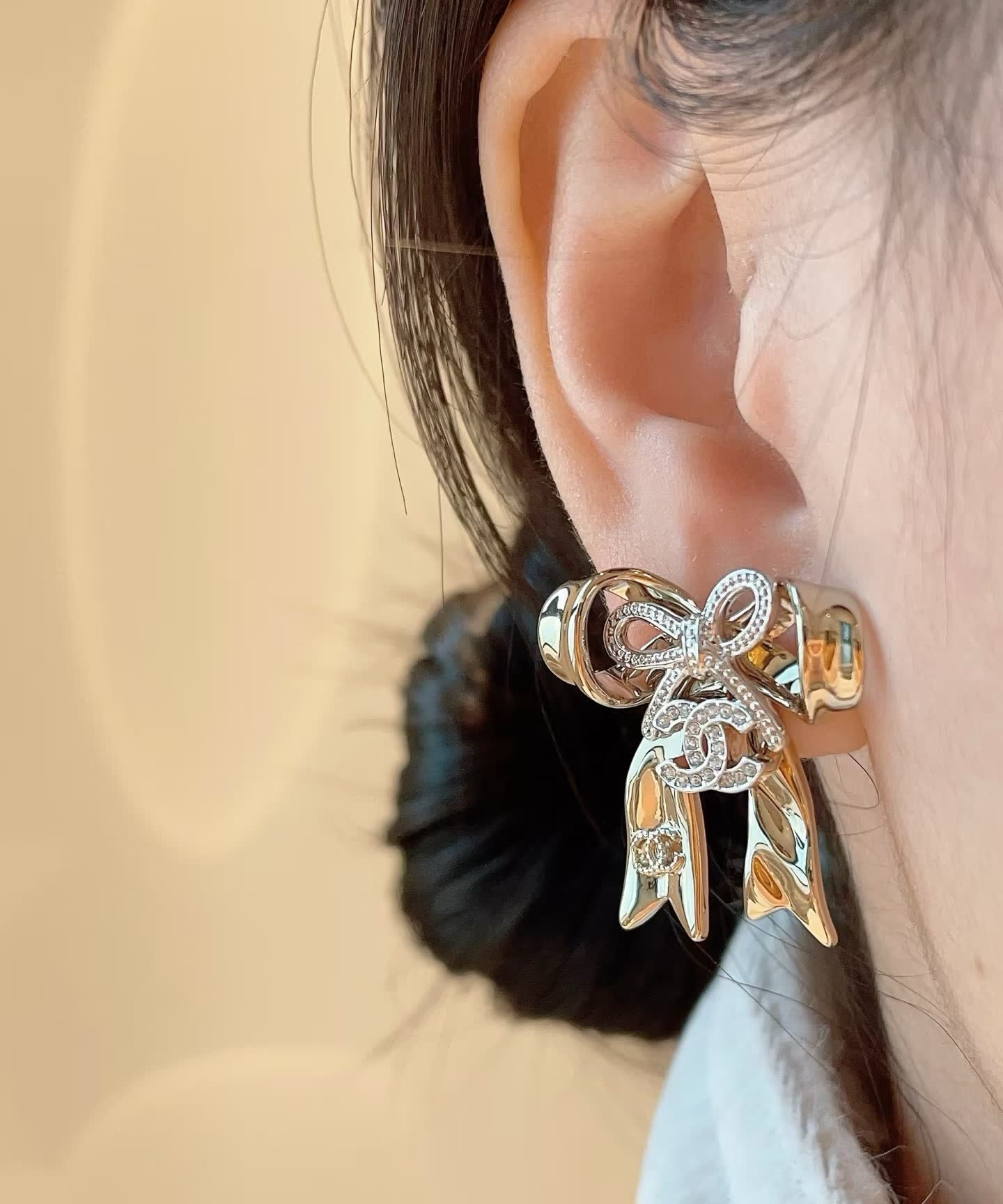 Chanel CC Bow Earrings