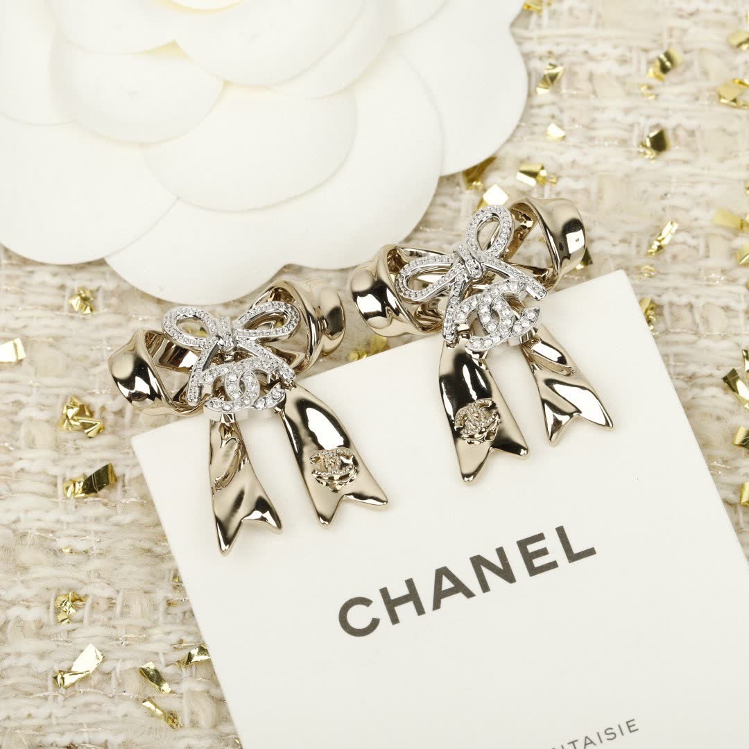 Chanel CC Bow Earrings