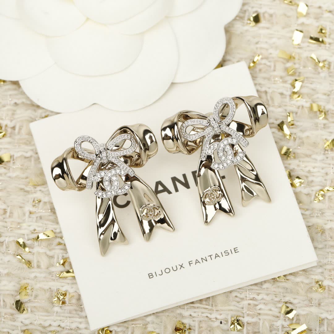 Chanel CC Bow Earrings