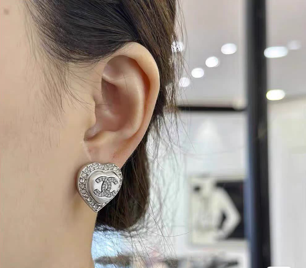 Chanel Heart Shaped Earrings