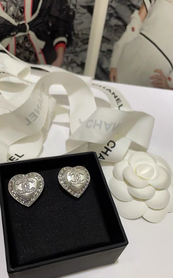 Chanel Heart Shaped Earrings