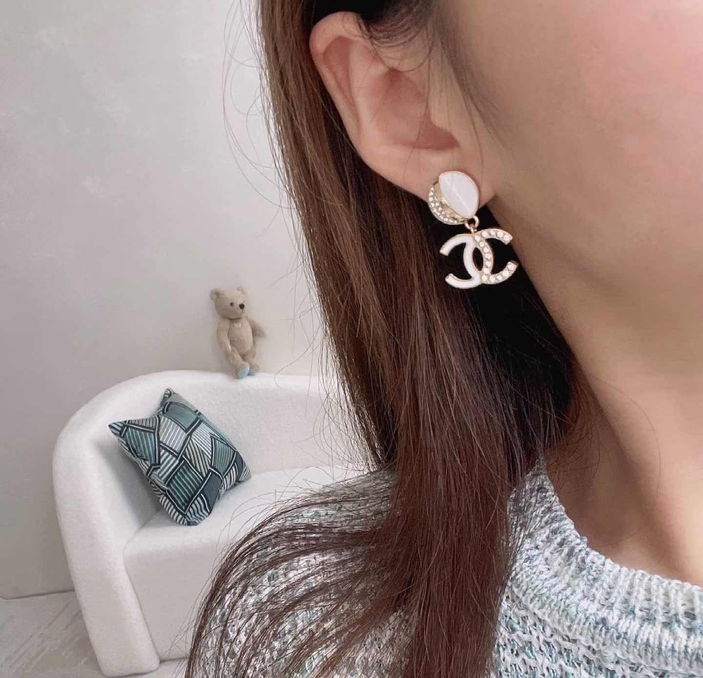Chanel CC Logo Earrings