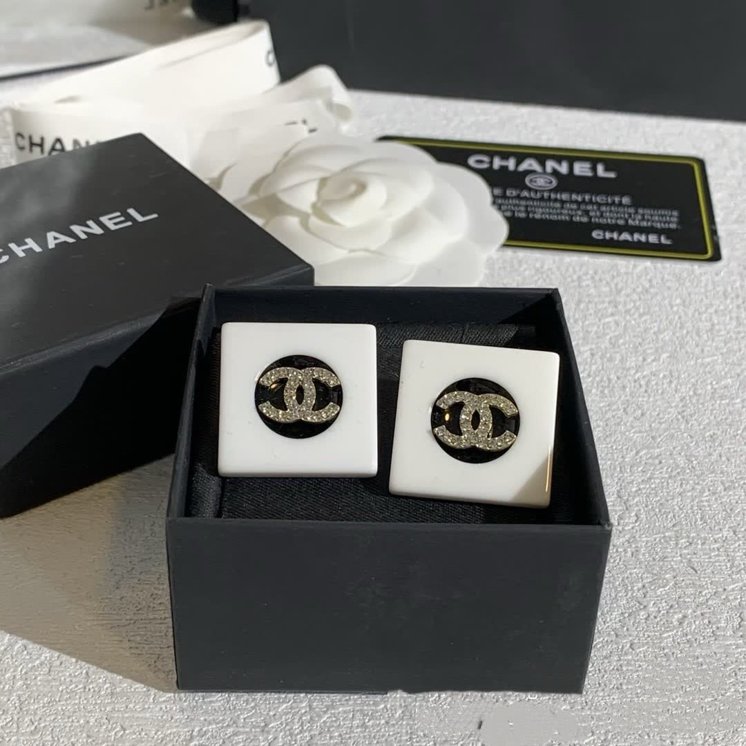 Chanel CC Logo Stud Earrings