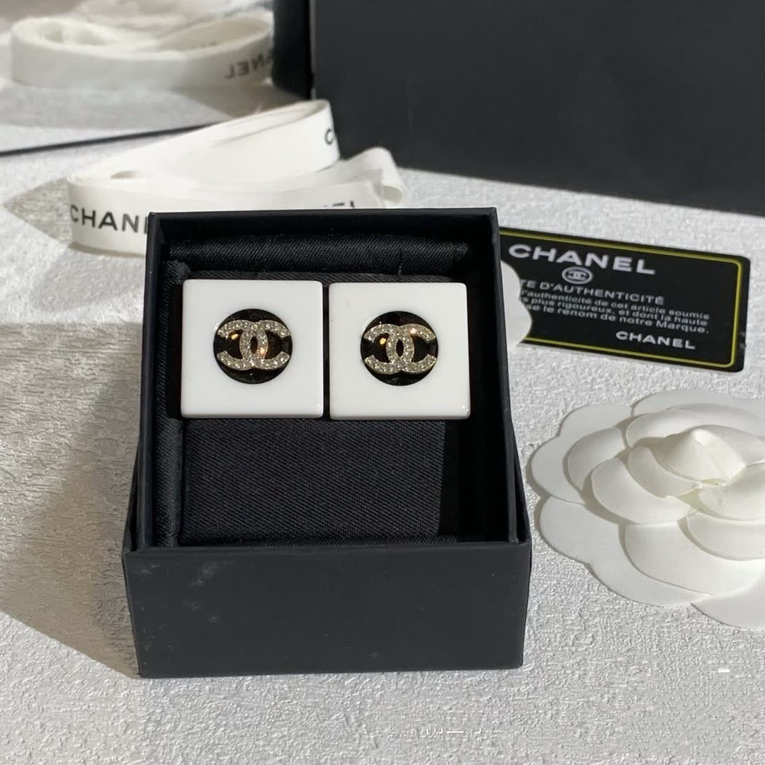 Chanel CC Logo Stud Earrings