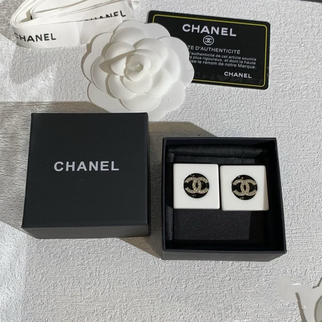 Chanel CC Logo Stud Earrings