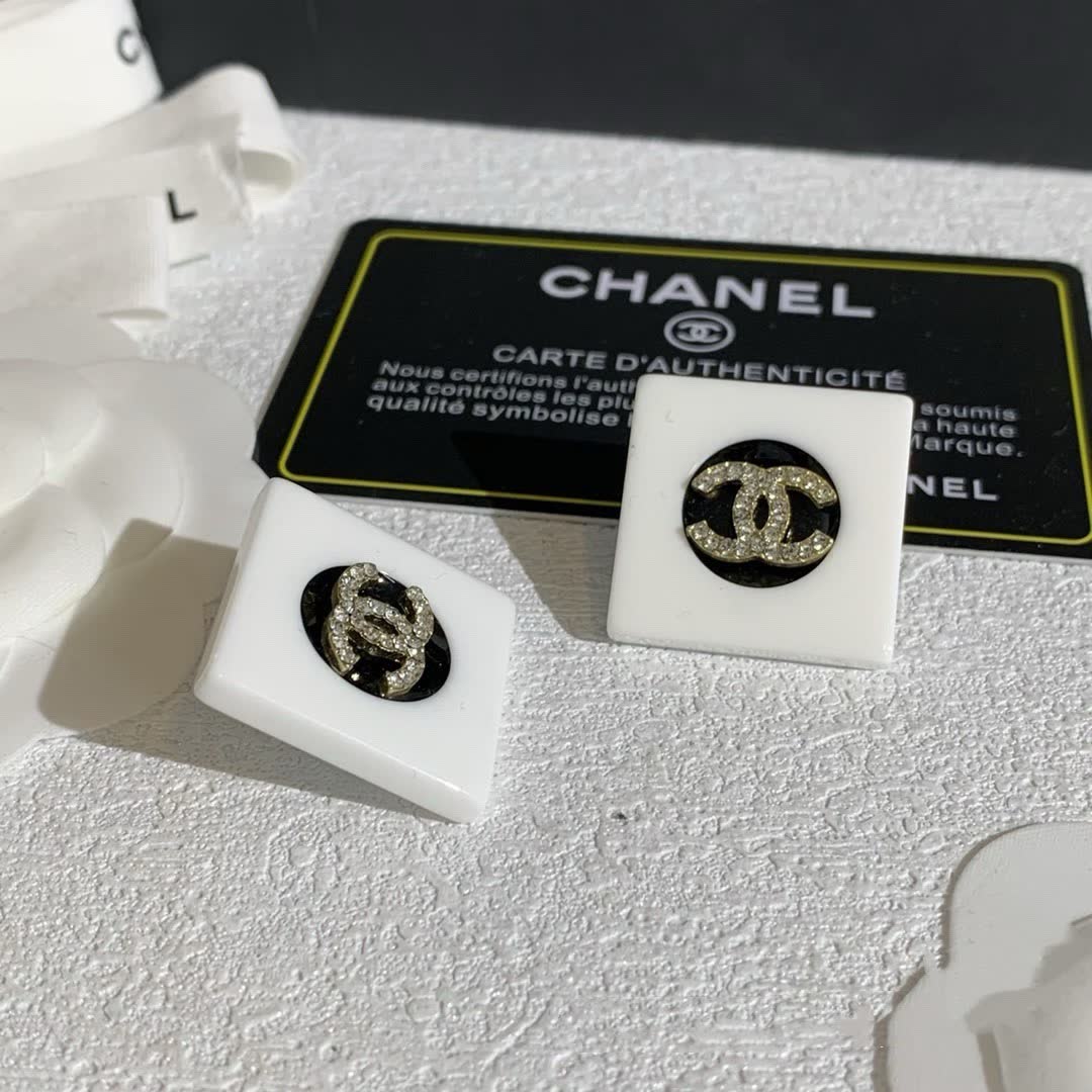 Chanel CC Logo Stud Earrings