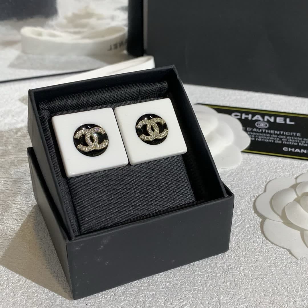 Chanel CC Logo Stud Earrings