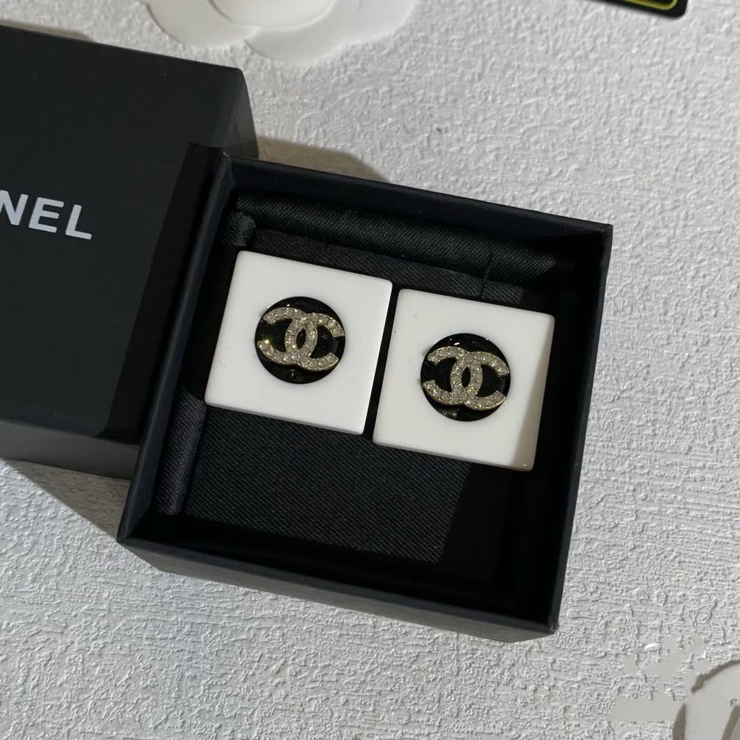 Chanel CC Logo Stud Earrings