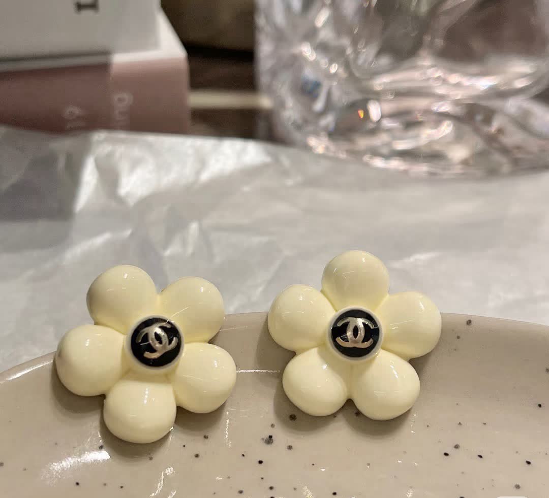 Chanel Camellia Flower Earrings
