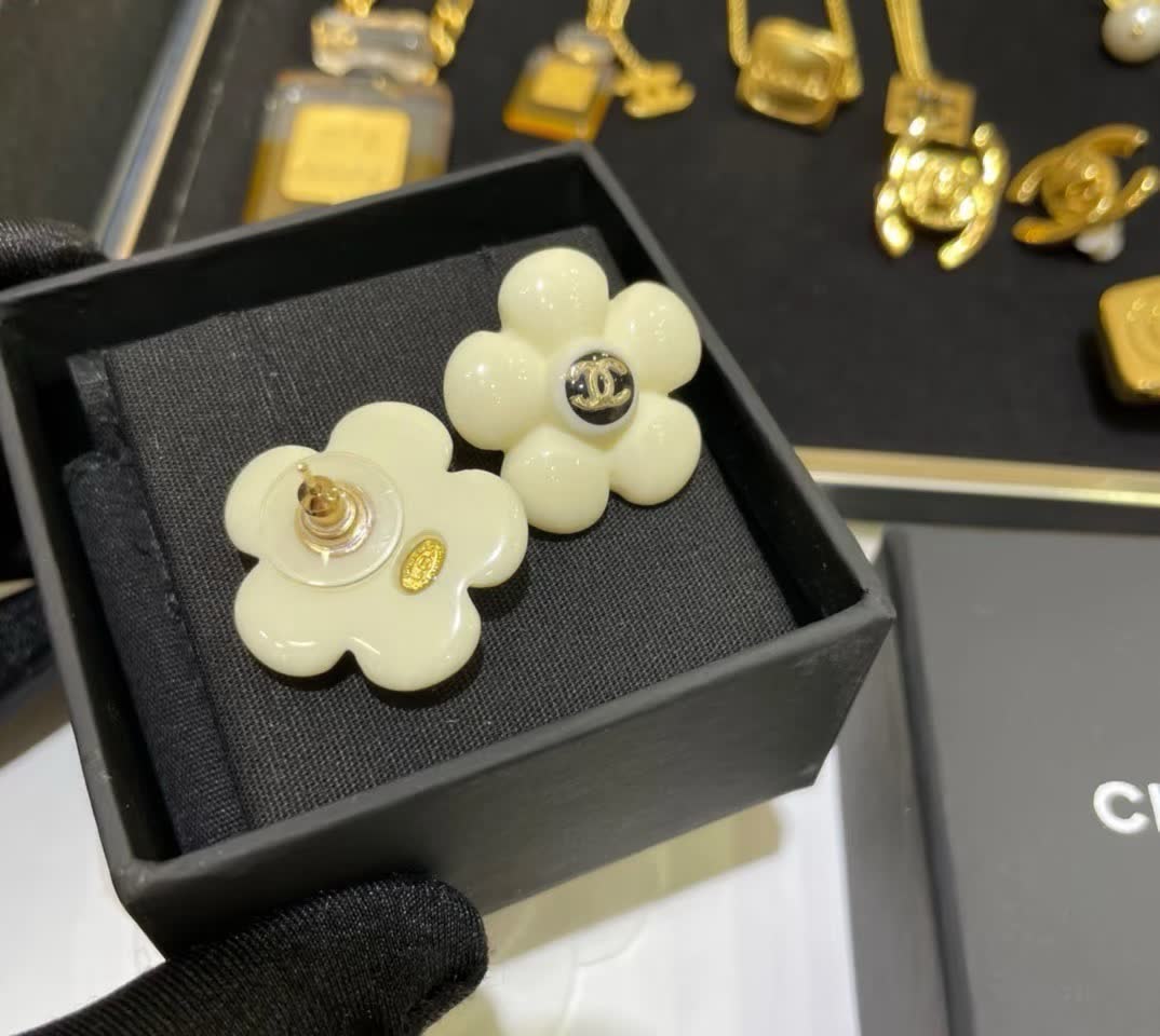 Chanel Camellia Flower Earrings