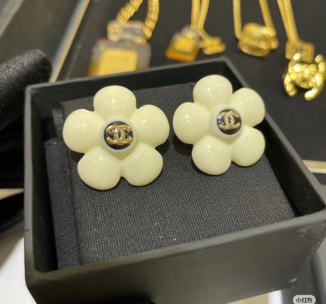Chanel Camellia Flower Earrings