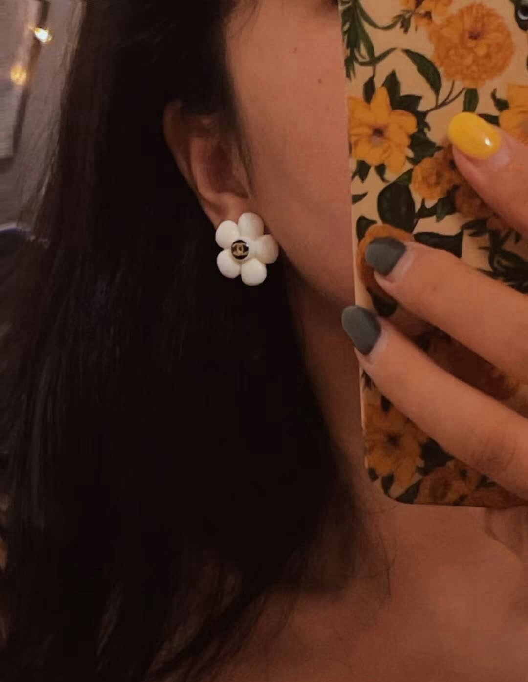 Chanel Camellia Flower Earrings