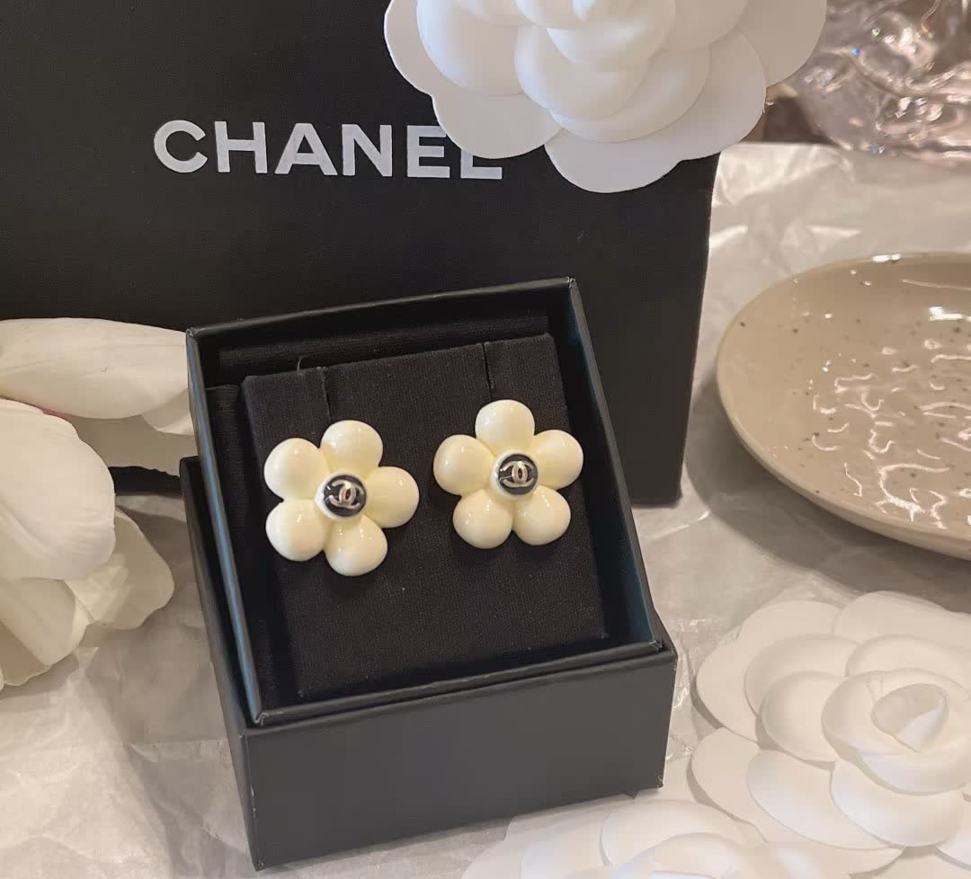 Chanel Camellia Flower Earrings