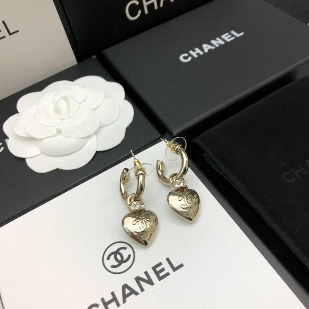 Chanel Heart Shaped Earrings