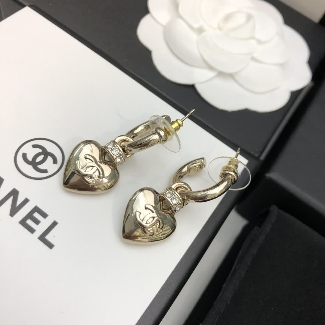 Chanel Heart Shaped Earrings
